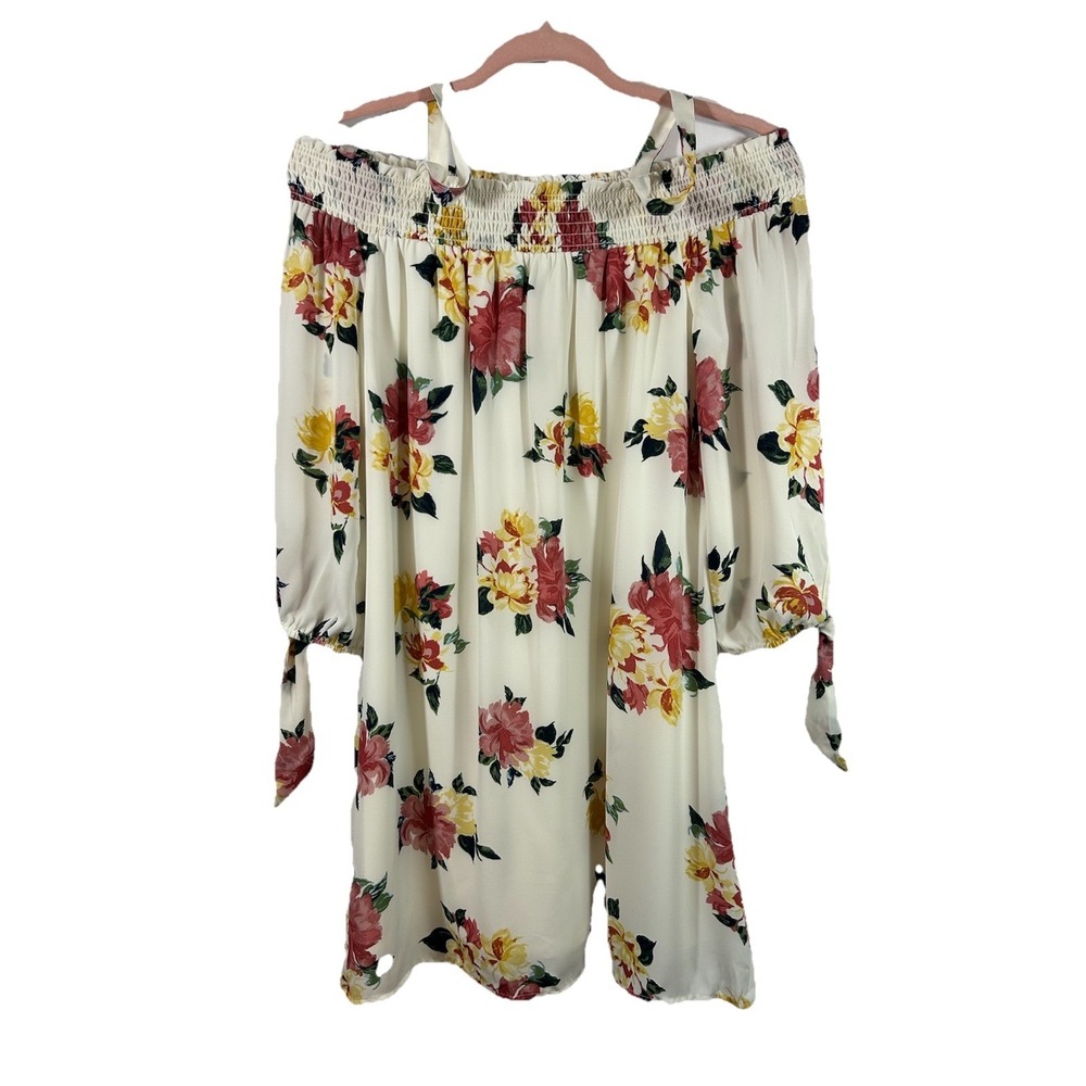 AS U WISH Floral Cold Shoulder Dress S Smocked‎ Off Shoulder Prairie Coquette